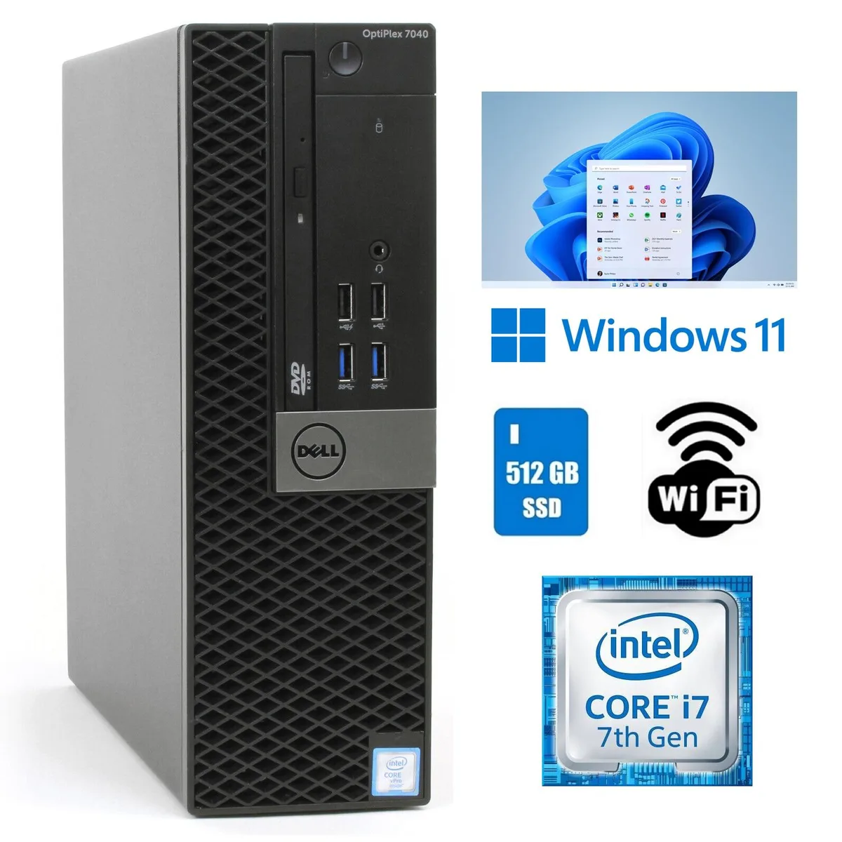 Black Dell OptiPlex 7040 small form factor desktop tower