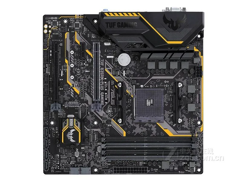 Green Micro ATX motherboard with black heatsinks and silver socket AM4