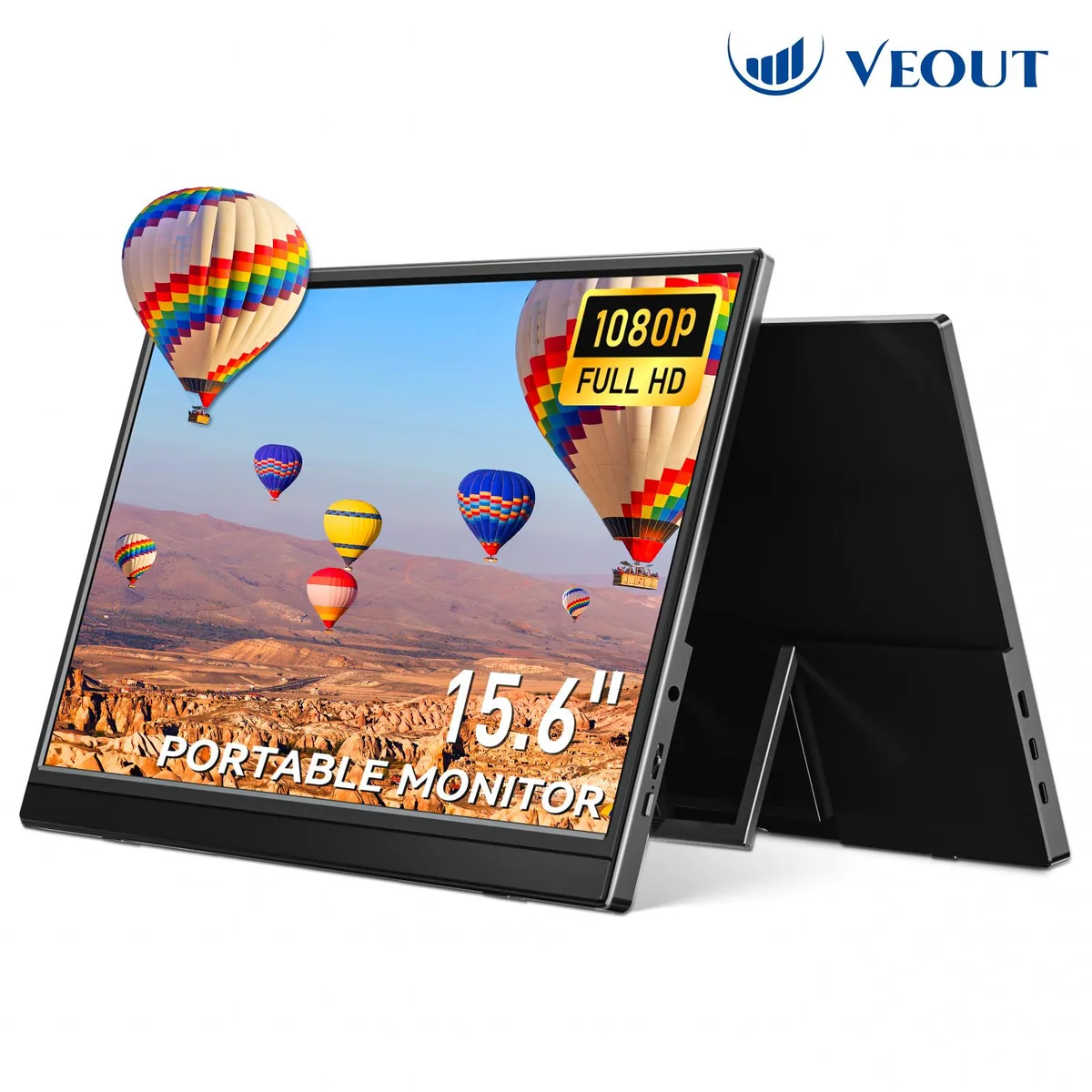 Slim 15.6 inch IPS portable monitor with smart cover and kickstand