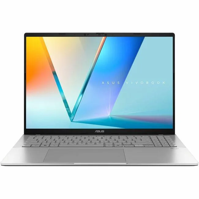 Silver ASUS Vivobook S16 laptop, 16 inch non-touch WUXGA screen, closed clamshell