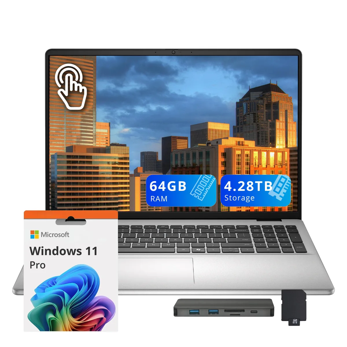 DELL DELL 16" Touchscreen Business Laptop Core 7 150U 64GB 4TB + Docking Station Set Silver — tuotekuva