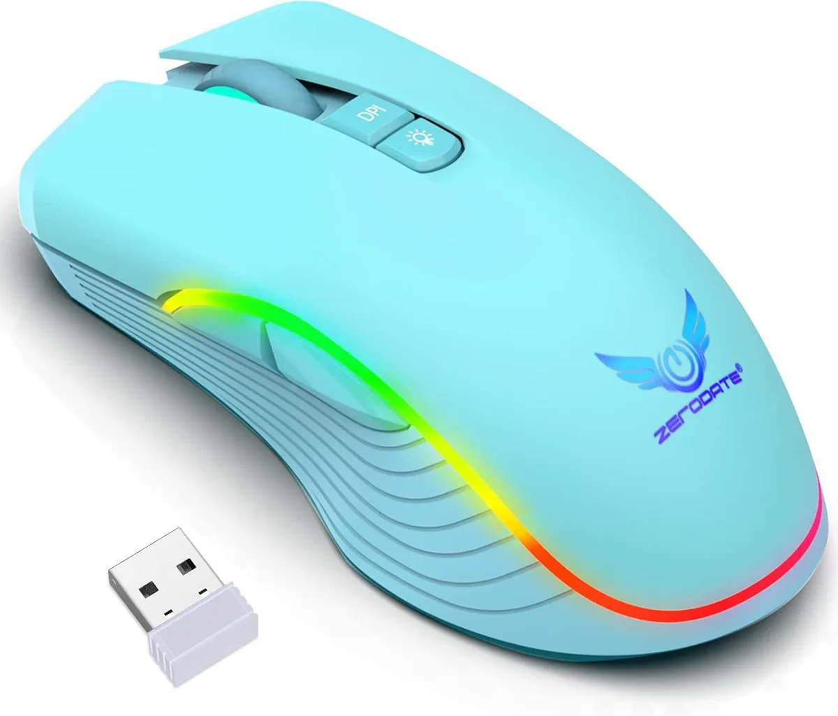 IHDAPP IHDAPP Wireless Gaming Mouse 4800 DPI 7 Button Rechargeable RGB Green — tuotekuva