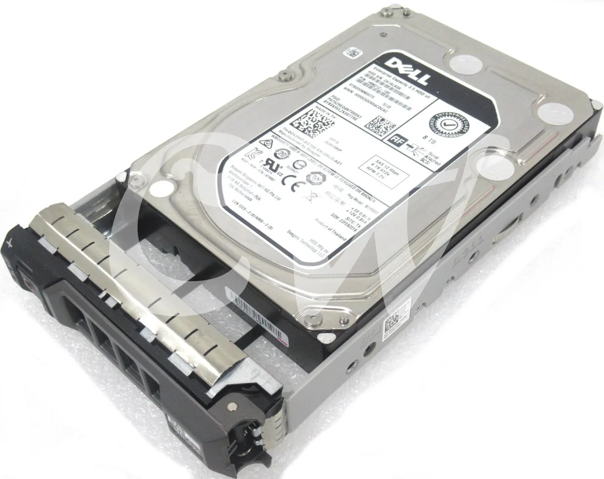Silver 3.5 inch SAS hard drive with circuit board visible