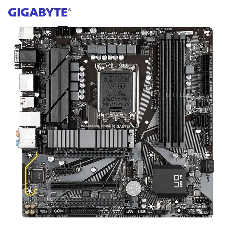Green Micro-ATX motherboard with silver heatsinks and black slots