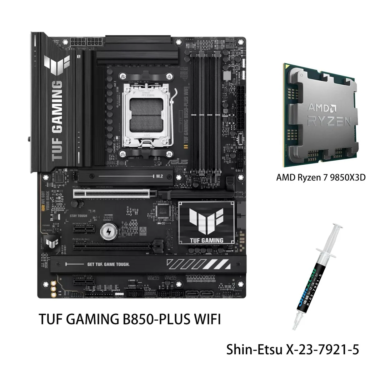 ASUS ASUS TUF GAMING B850-PLUS WIFI + Ryzen 7 9850X3D AMD motherboard CPU combo — photo du produit