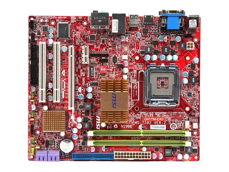 Green micro-ATX board with LGA 775 socket and four DDR2 slots