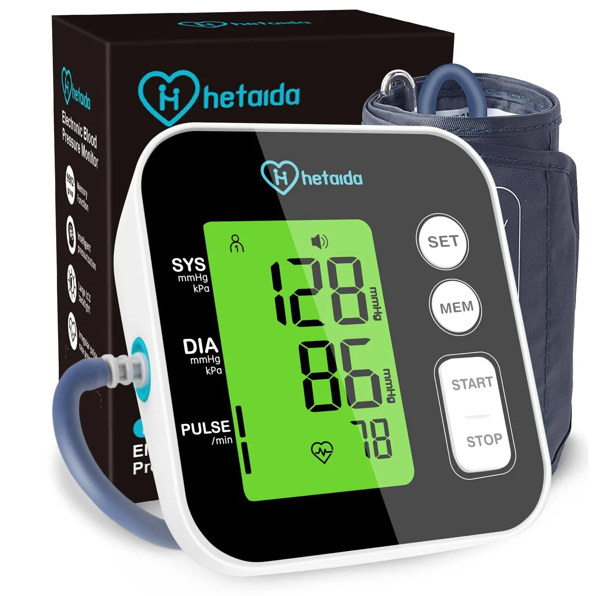  hetaida D6607US blood pressure monitor 8.7-16.5" cuff 2×99 memory — product photo