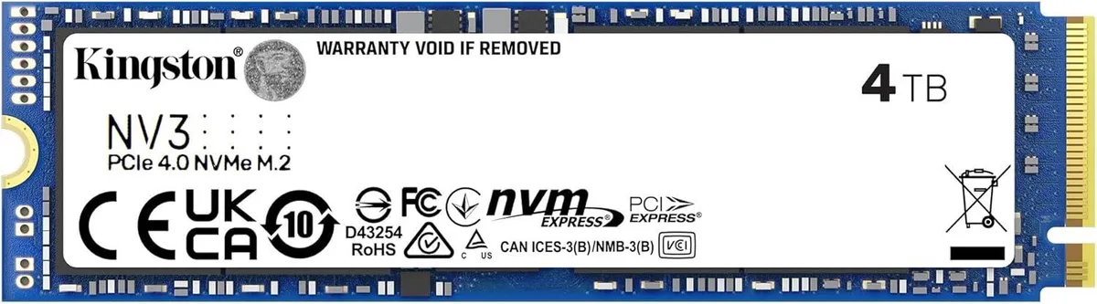 Green circuit board M.2 2280 SSD with black controller and silver label
