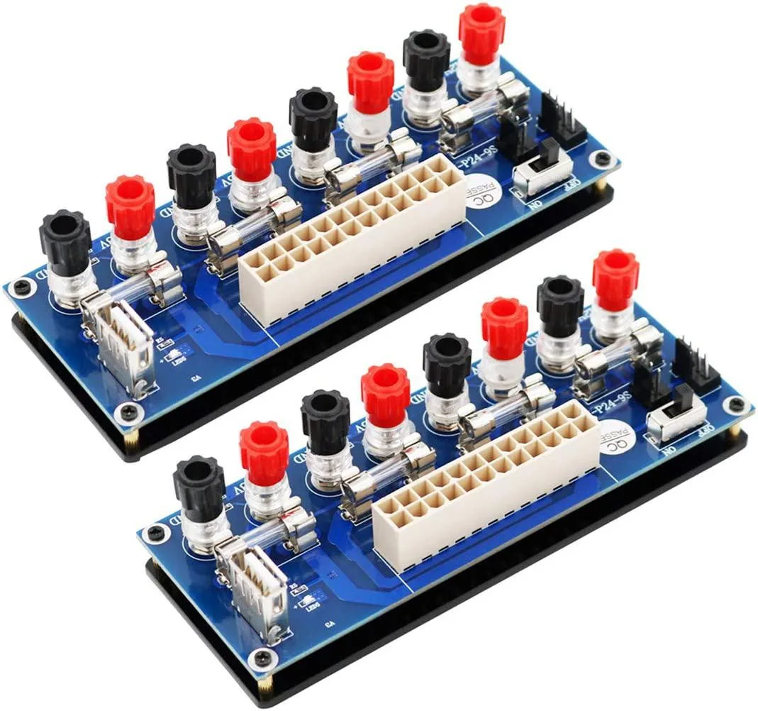 JMT JMT 2pcs ATX 20/24Pin Benchtop Power Adapter Board with USB 5V Port Blue — photo du produit