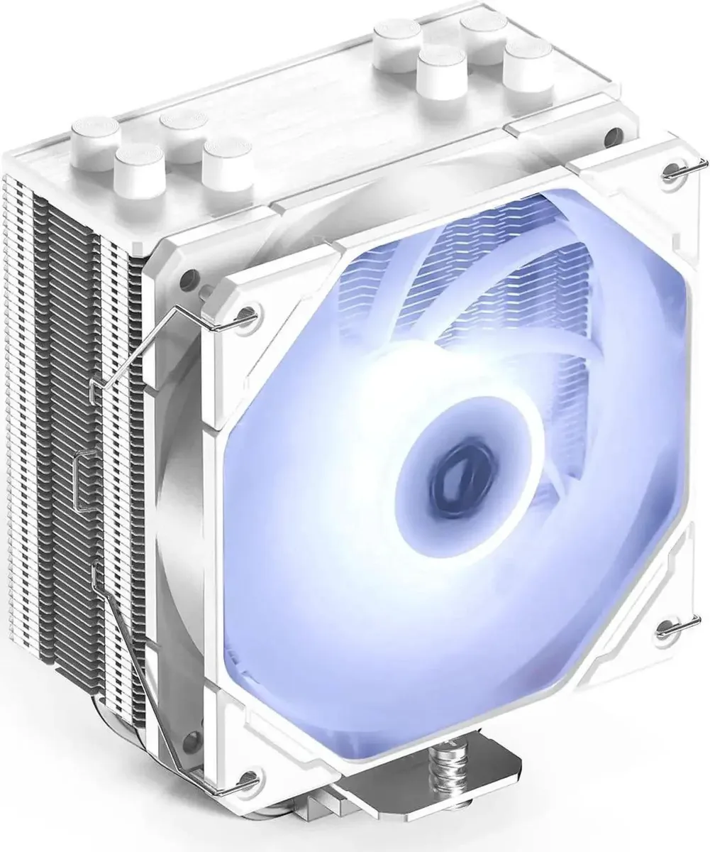 White CPU air cooler with four heat pipes and a 120mm PWM fan