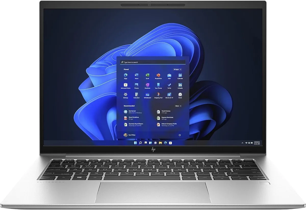Silver 14-inch EliteBook 840 G9 clamshell laptop with matte non-touch display