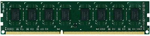 Green printed circuit board with black memory chips and gold contacts