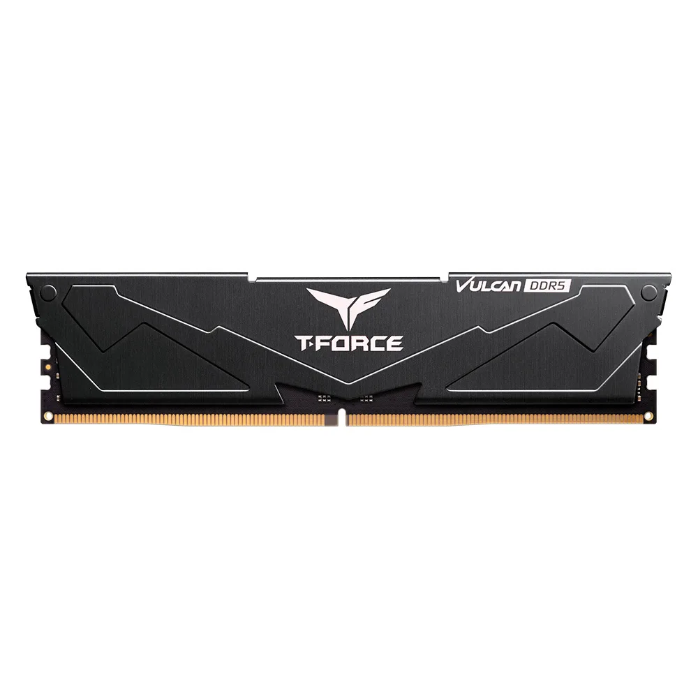 Single black DDR5 module with a low-profile metal heat spreader