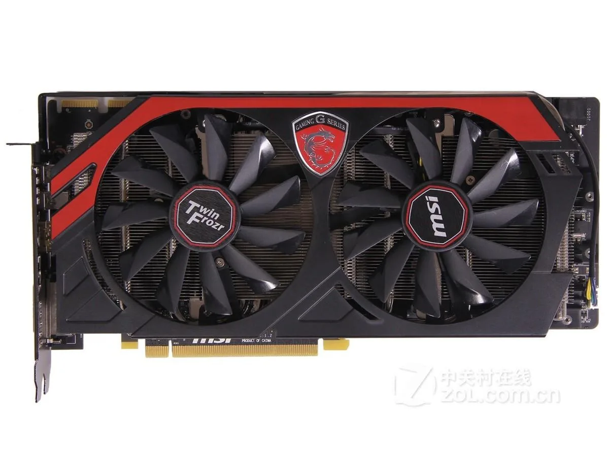 MSI R9 280 GAMING 3G graphics card with dual-fan cooler and black metal shroud