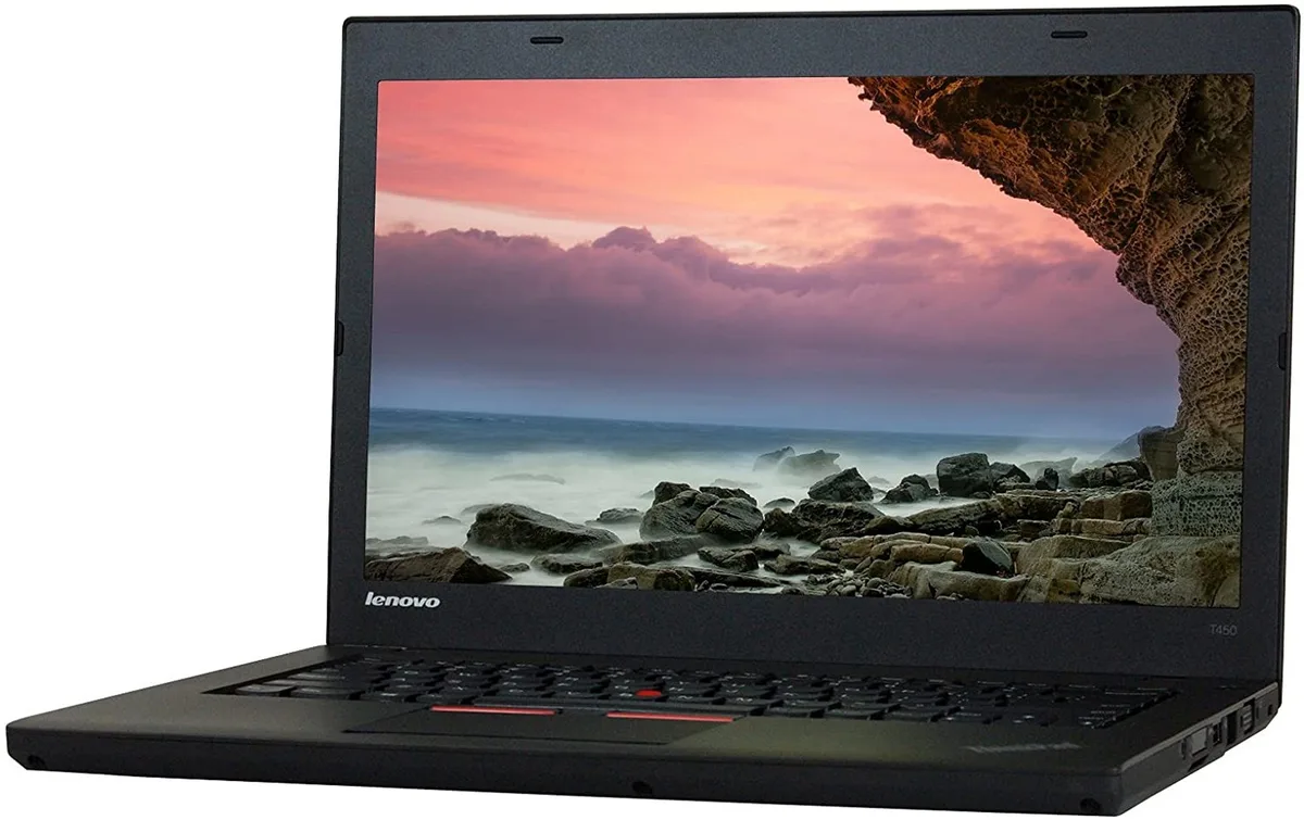 Black Lenovo ThinkPad T450 laptop closed lid matte finish 14 inch screen