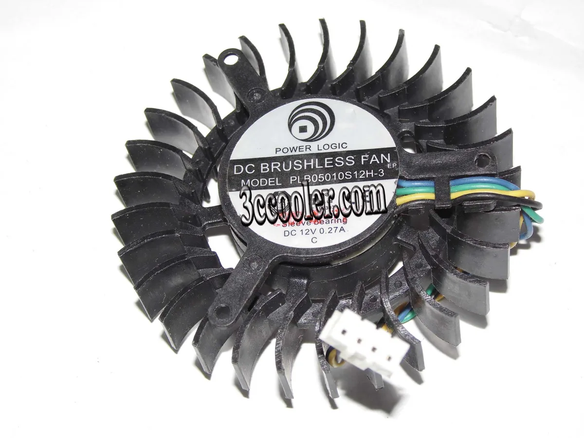 Small black square graphics card fan with four-pin connector