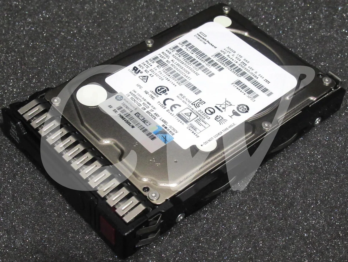 Small silver 2.5 inch SAS hard drive in black smart carrier caddy