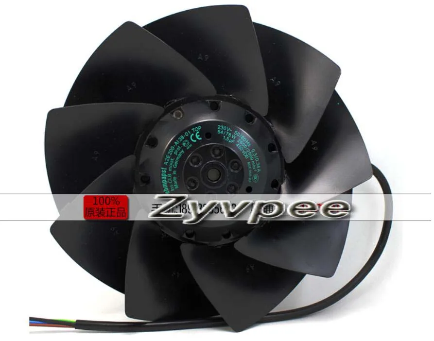 Zyvpee Zyvpee A2E200-AI38-01 200mm 230Vac 50/60Hz IP44 4-wire AC axial industrial cooling fan — foto produk