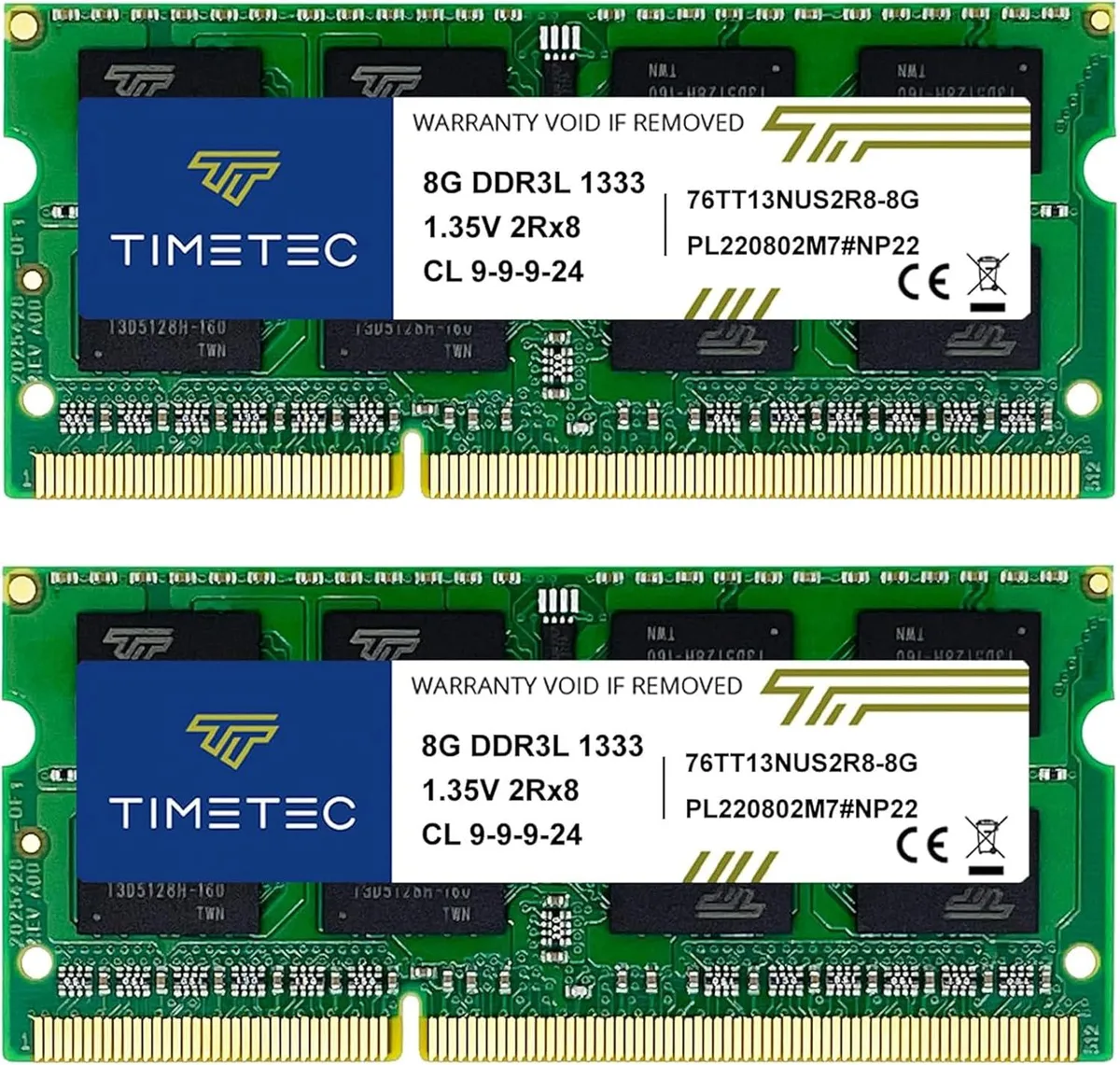 Timetec Timetec 16GB (2x8GB) DDR3/DDR3L 1333MHz CL9 204-Pin SODIMM laptop RAM — صورة المنتج