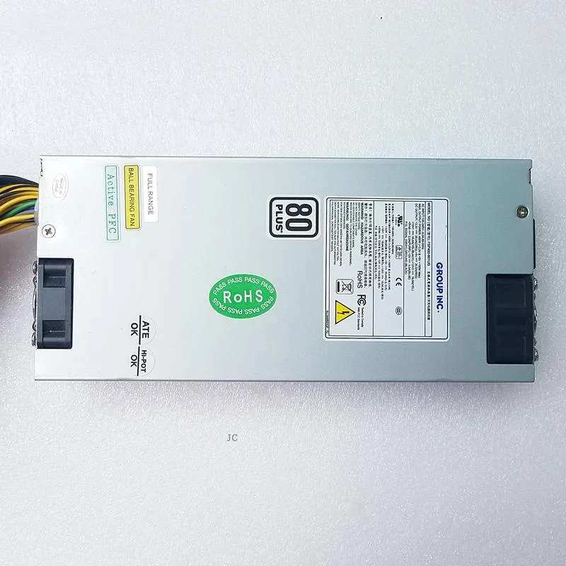 Compact 1U 400W ATX power supply unit in silver metal casing
