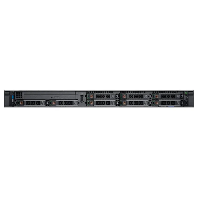 Silver 1U rack server front with eight 2.5 inch drive bays