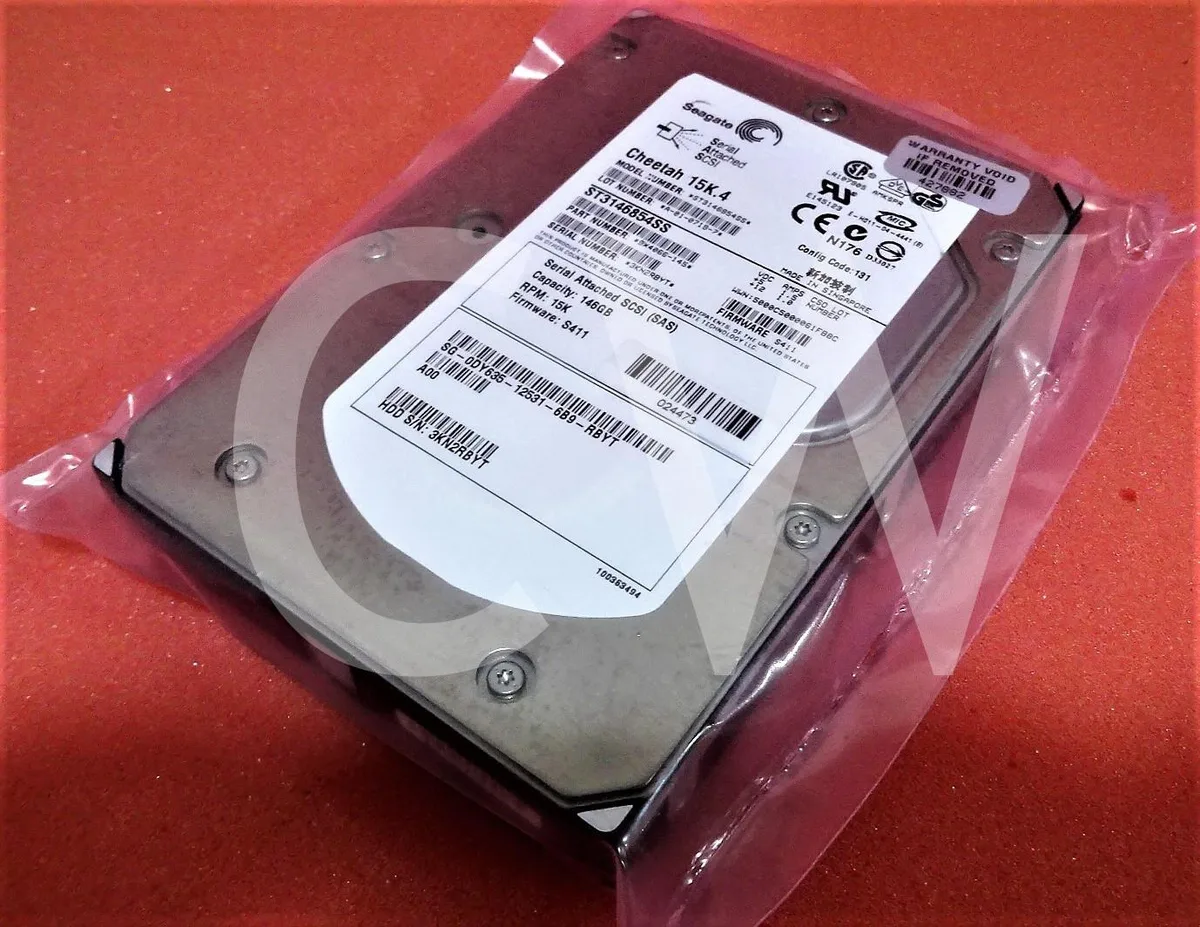 Silver 3.5 inch SAS hard drive with green circuit board visible