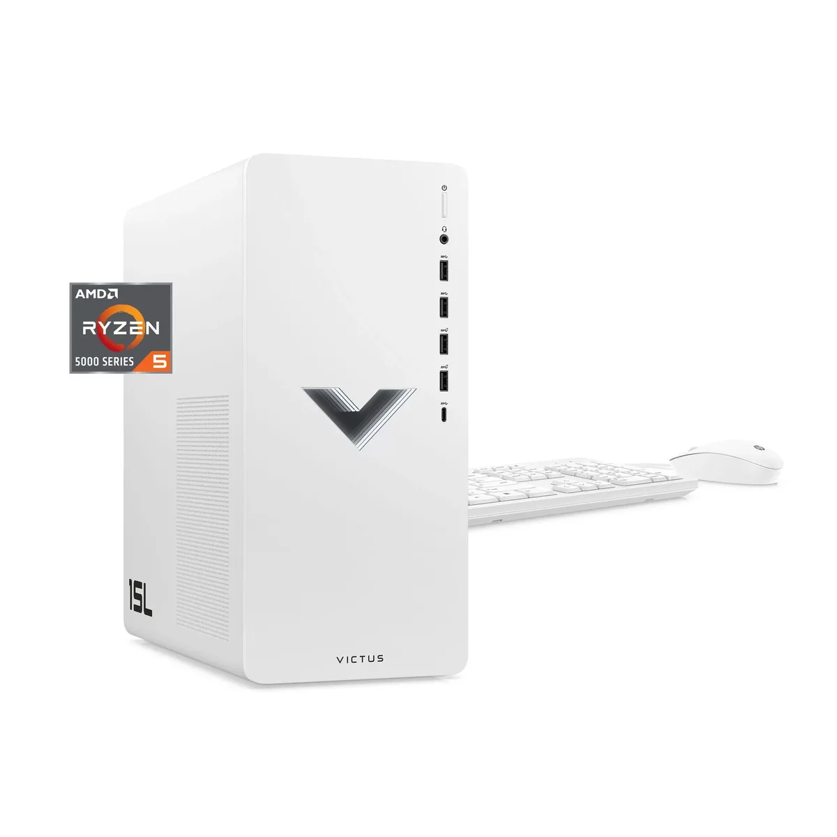 HP HP Victus 15L Gaming Desktop PC Ryzen 5 5600G Radeon RX 6400 8GB 512GB Ceramic White — photo du produit