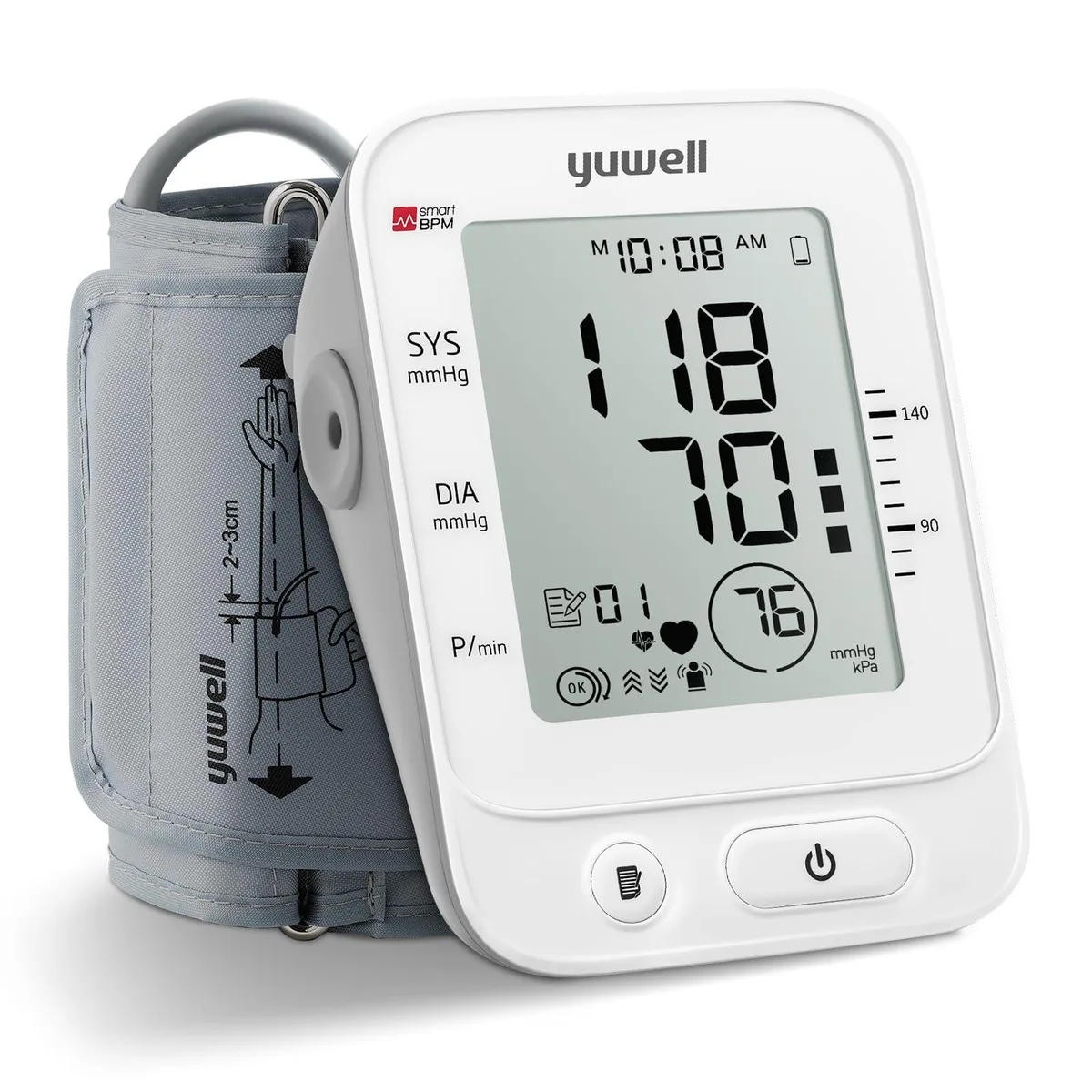  yuwell YE660E blood pressure monitor, 8.7-17.7 in cuff, 99 readings — product photo
