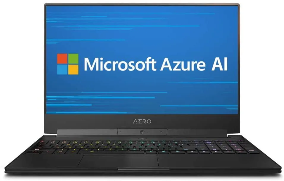 Black 15.6 inch gaming laptop with thin bezels and backlit keyboard