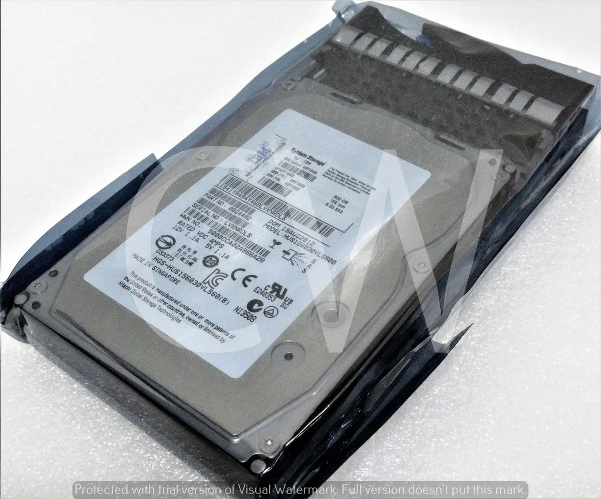 IBM 300GB 15000RPM SAS hard drive in 3.5 inch form factor with caddy