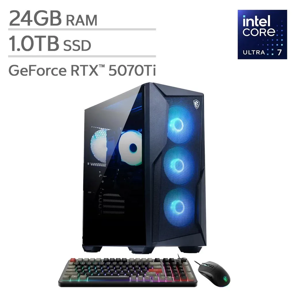MSI MSI Codex R2 AI Gaming Desktop Core Ultra 7 265 RTX 5060 Ti 16GB 24GB DDR3 1TB — photo du produit