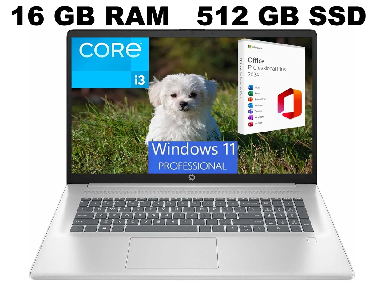 HP HP 17 laptop Intel Core i3-N305 16GB 512GB SSD 17.3 FHD Silver — photo du produit