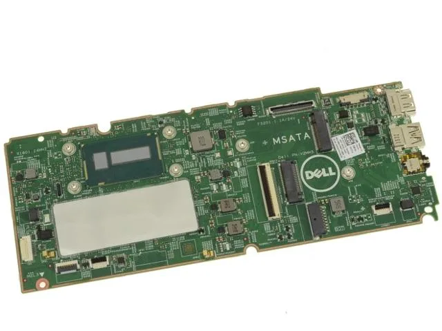 Green rectangular circuit board with silver components and a Dell part label