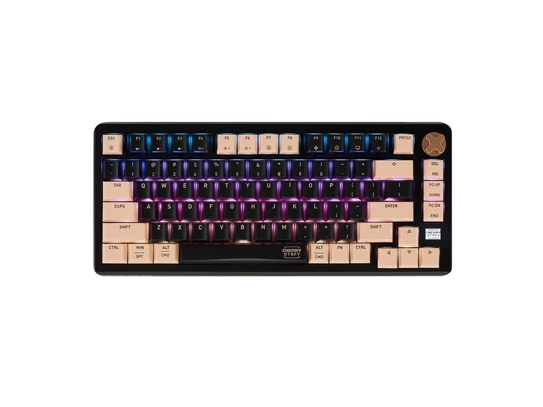 Black 81-key wireless mechanical gaming keyboard with brown MX2A switches, compact 75% layout, PBT keycaps, RGB backlight
