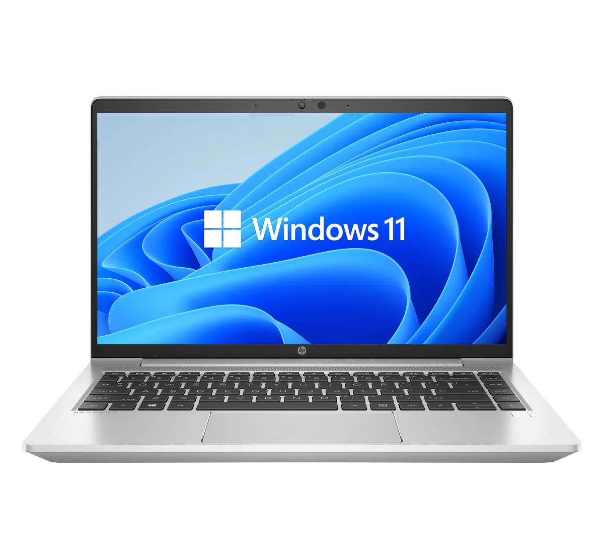 Silver HP ProBook 640 G8 laptop, 14 inch non-touch FHD screen, thin light chassis