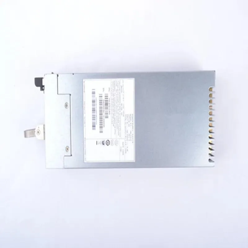 Rectangular ATX power supply unit with matte black metal casing and rear cooling fan grille