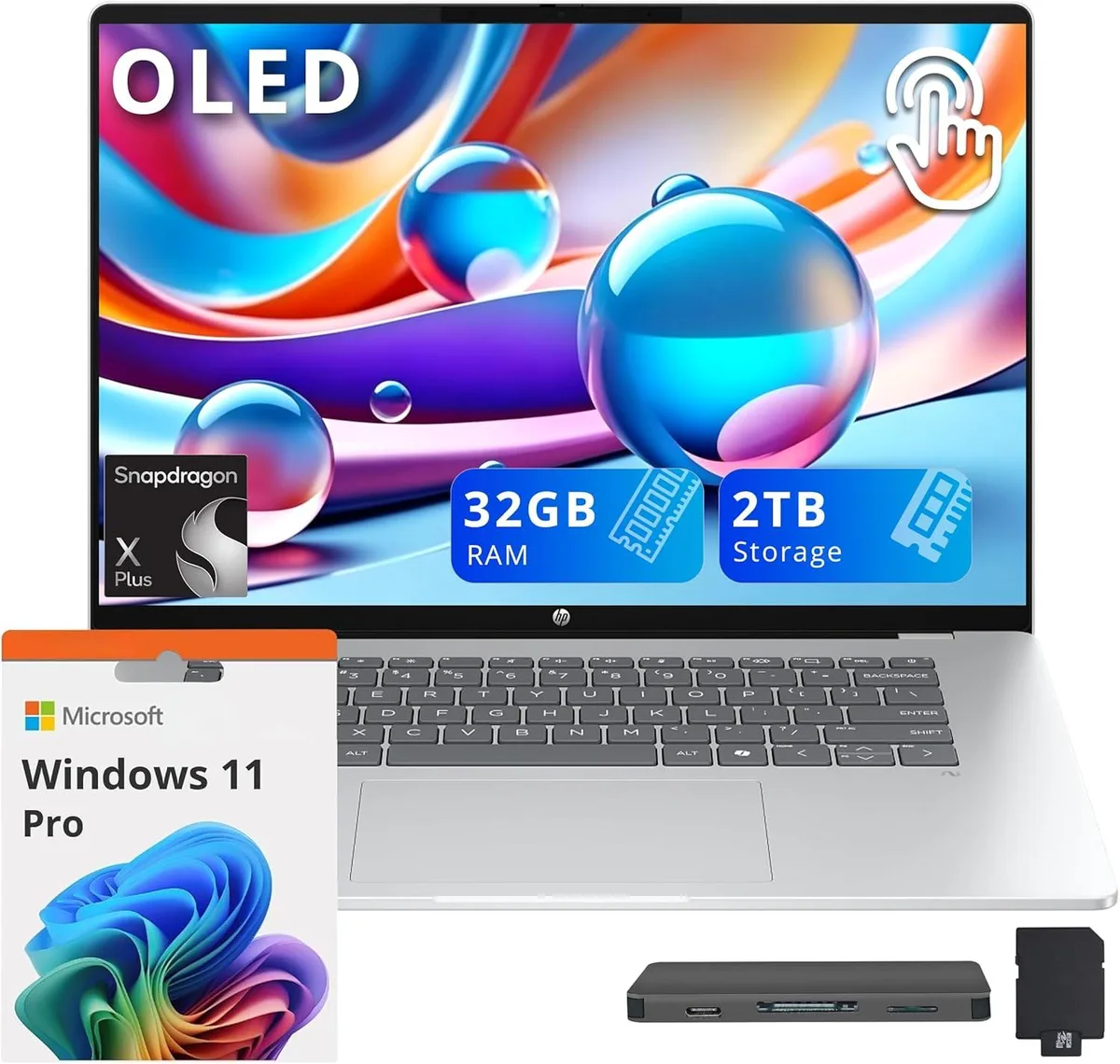 HP HP OmniBook 5 16" 2K OLED Touchscreen Business Laptop Snapdragon X Plus X1P-42-100 32GB DDR5 1TB SSD Silver — foto del producto