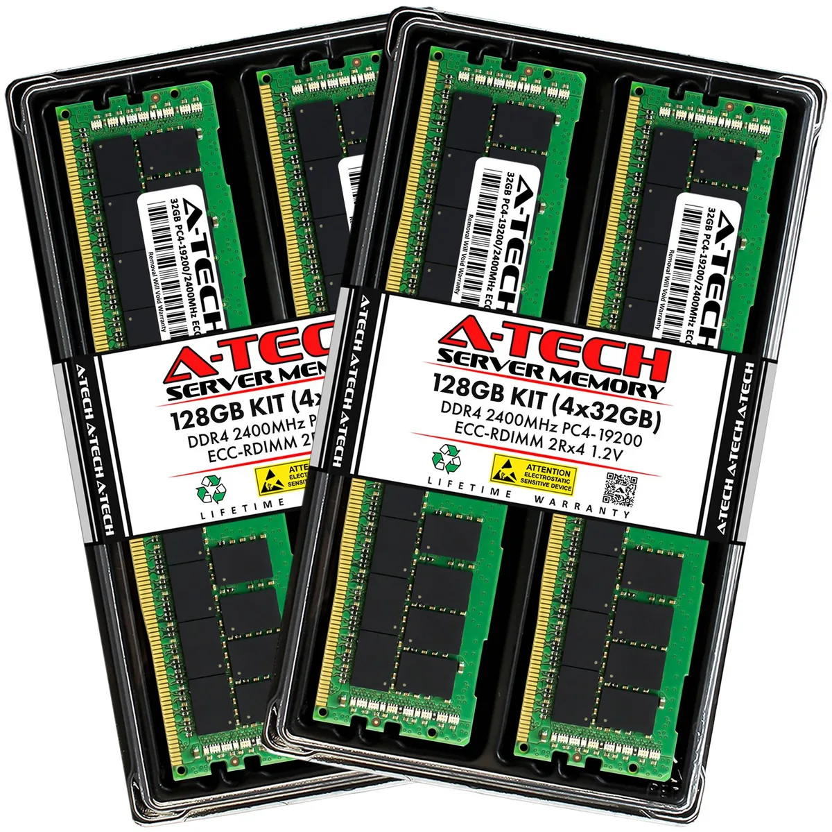 A-Tech A-Tech 128GB (4x32GB) DDR4 2400 ECC RDIMM 2Rx4 CL17 1.2V Server RAM — photo du produit