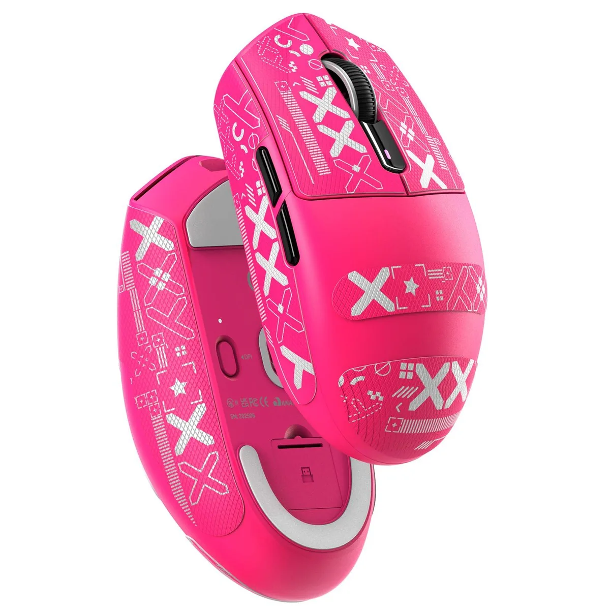 Red lightweight gaming mouse with symmetrical shape and matte finish