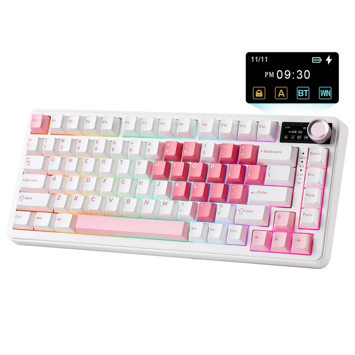 YUNZII YUNZII B75 PRO MAX 75% Wireless Mechanical Gaming Keyboard (White, Candy Switch) — photo du produit