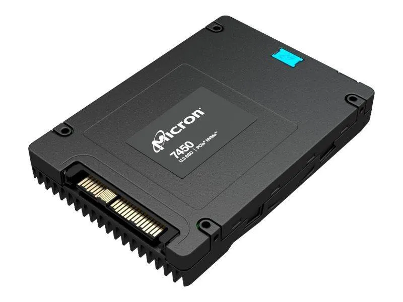 Micron 7450 PRO 15.36 TB enterprise SSD, 2.5 inch U.3 form factor, silver metal casing