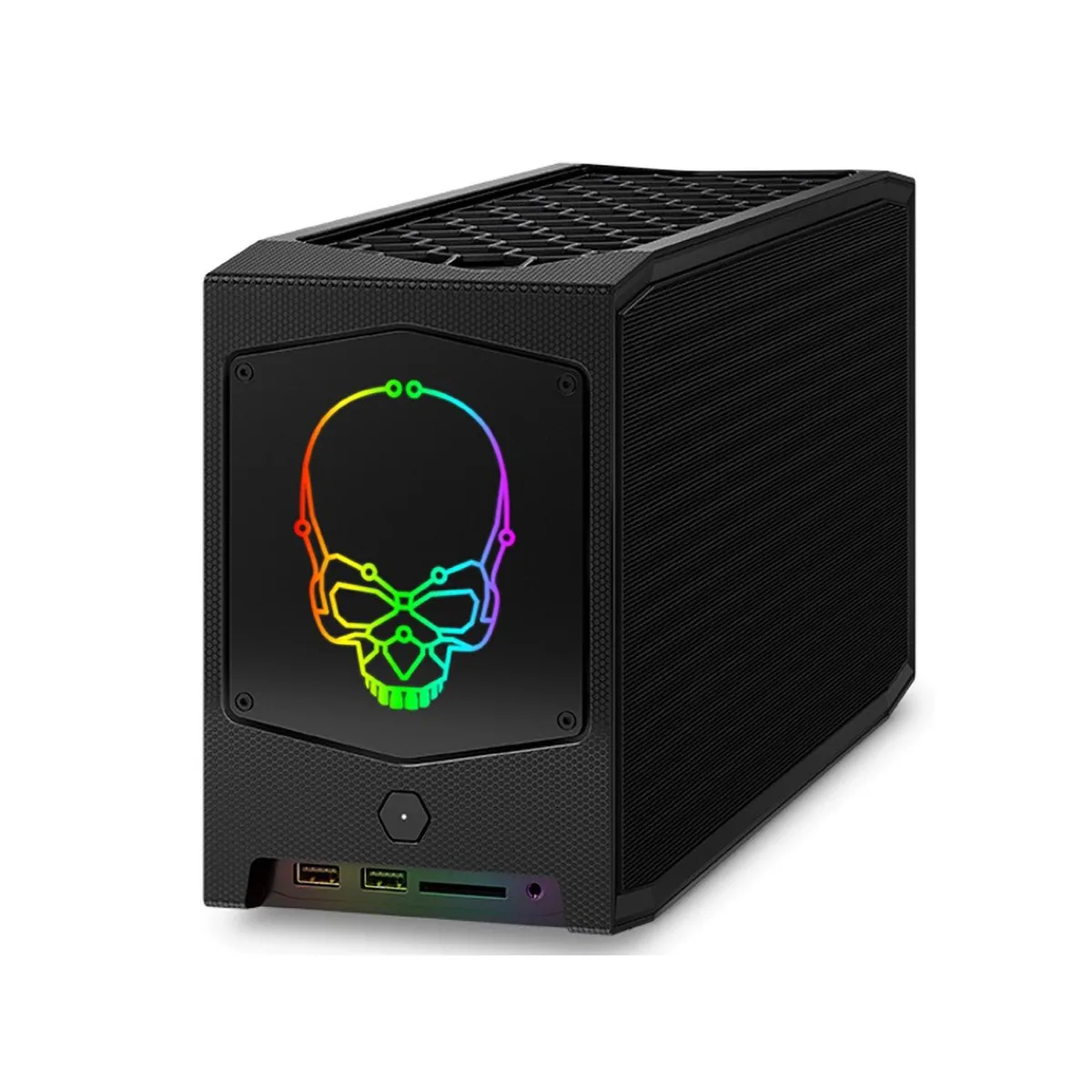 Compact black ITX gaming desktop with Radeon RX 580 graphics