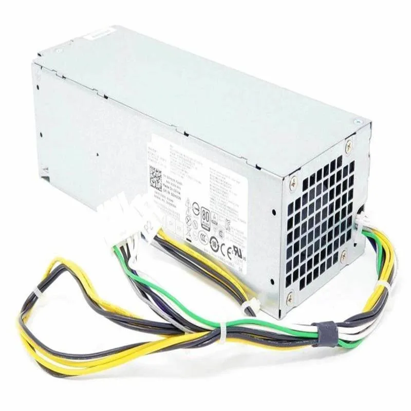 Rectangular ATX power supply unit with 8-pin connector, matte metal finish