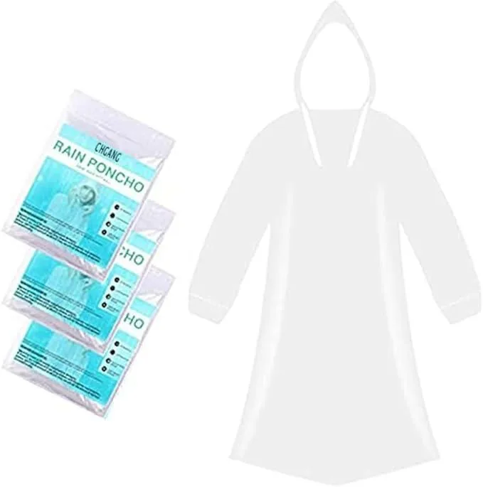 CHGANG Rain Poncho 3 Pack White EVA Adults 57in 34in 27in 14in 43g .035mm — صورة المنتج