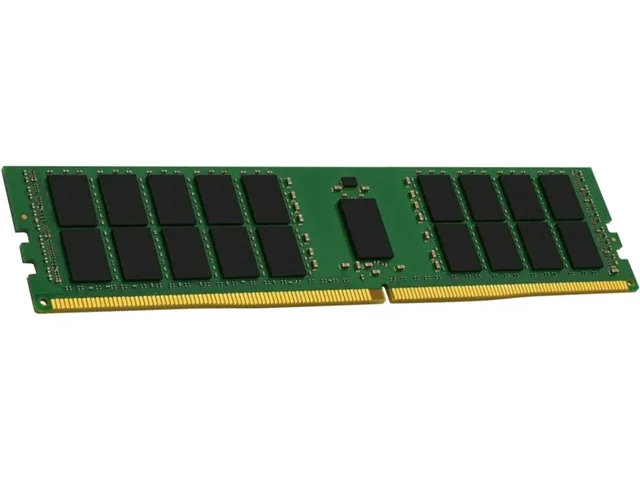 Green 288-pin DDR4 server memory module with black chips, no heat spreader