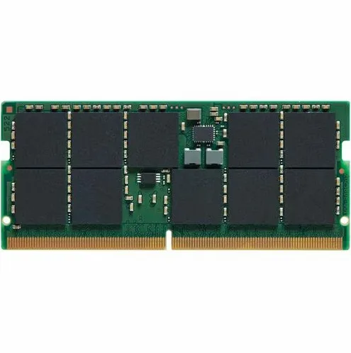 Green circuit board with black memory chips, no heat spreader, 262-pin DDR5 SO-DIMM form factor