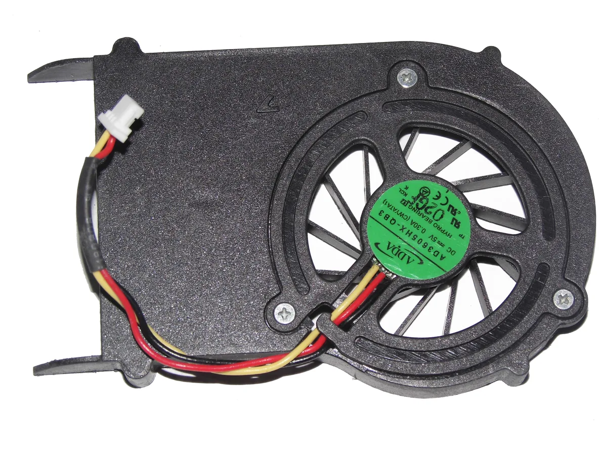 Small black CPU cooling fan with three-wire connector