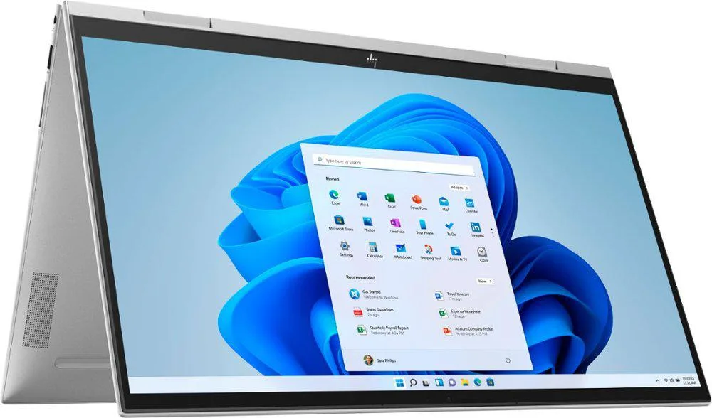 Silver 15.6 inch 2-in-1 touchscreen laptop with 360 degree hinge