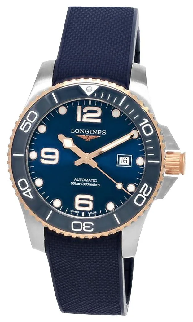 Longines Longines HydroConquest L3.781.3.98.9 41 mm blue dial rubber strap watch — product photo