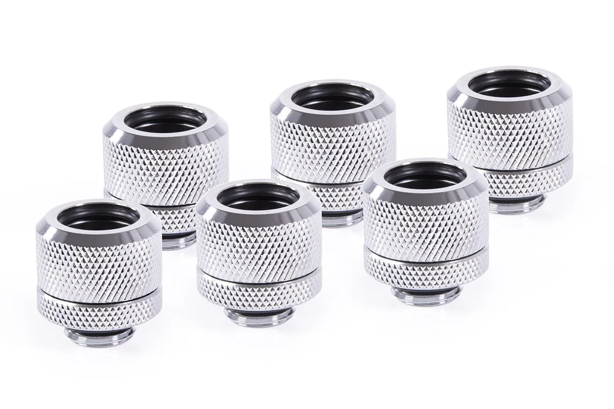 Alphacool Alphacool Eiszapfen 14mm HardTube Compression Fitting G1/4 Knurled Chrome Sixpack — foto produk